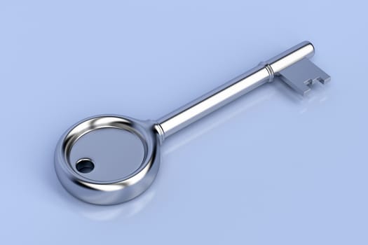 Retro key on glossy blue background
