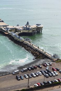 LIMA, PERU - FEBRUARY 20, 2012: The restaurant La Rosa Nautica built on a pier on the coast of the district of Miraflores on February 20, 2012 in Lima, Peru. 