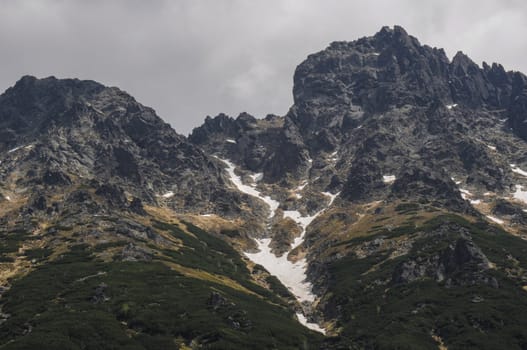 Landscape view over Polish Tatra  high mountains range famous tourist destination in Zakopane, Polish winter centre