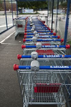 market's trolleys in Lecrercq Market - Mulhouse - France - 17 august 2014