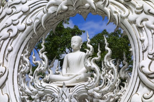 Architectural Details of White Temple. Buddha. Contemporary unconventional Buddhist temple in Chiang Rai, Thailand