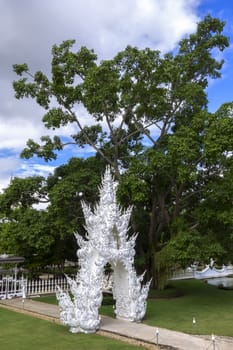 Architectural Details of White Temple.  Garden, Gate Outside.