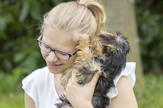 young girl and her dog