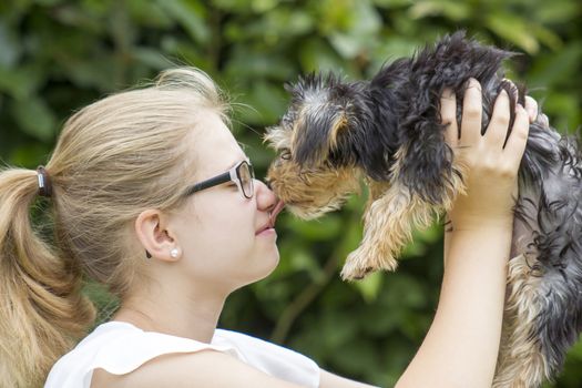 young girl and her dog