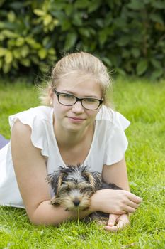 young girl and her dog