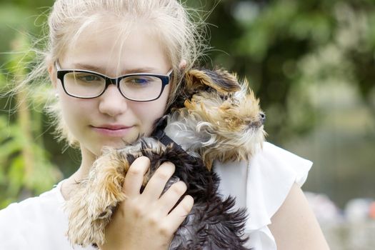 young girl and her dog