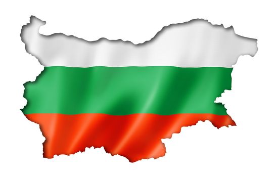 Bulgaria flag map, three dimensional render, isolated on white