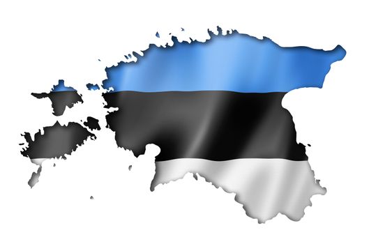 Estonia flag map, three dimensional render, isolated on white