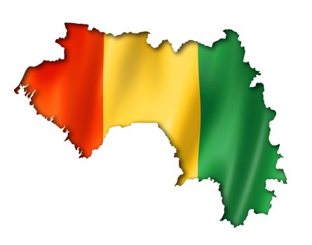 Guinea flag map, three dimensional render, isolated on white