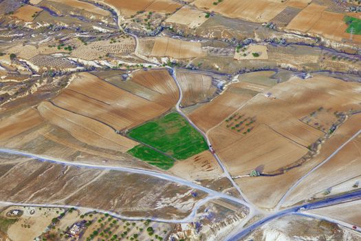 Aerial view on the landscapes of Cappadocia. Turkey