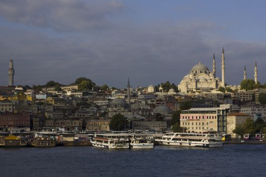 Istanbul - August 30, 2014.  View of Istambul, the largest city of Turquey, from the Bosforus waterway. On August 2014 in Istanbul, Turkey.