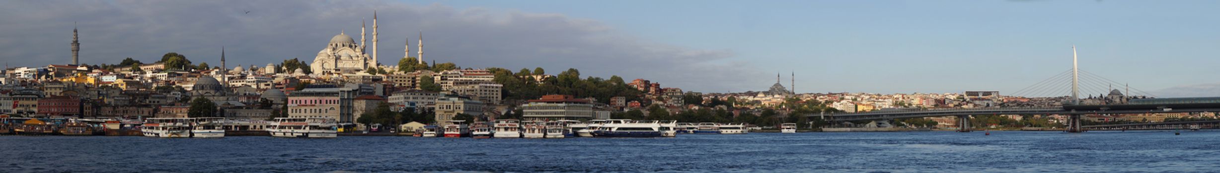 Istanbul - August 30, 2014.  Panorama of Istanbul, the largest city of Turquey, from the Bosforus waterway. On August 2014 in Istanbul, Turkey.
