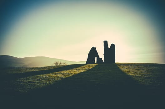 Vintage Styled Photo Of An Ancient Ruined Fort Or Castle In Scotland
