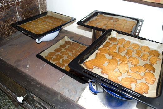 baking of christmas gingerbreads