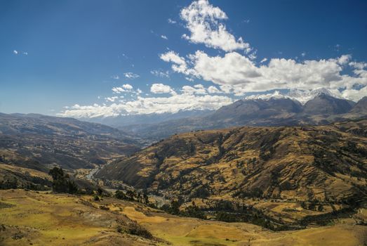 Scenic view from the top of Peruvian Cordillera Negra               