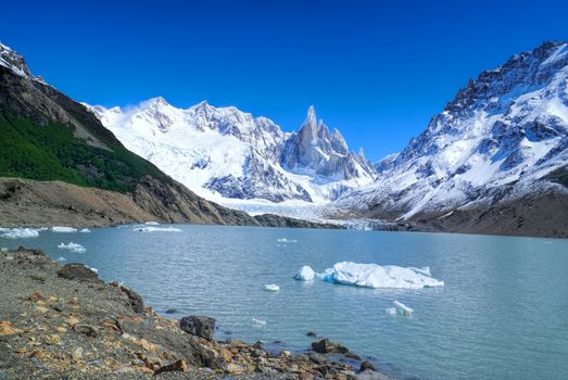 Mountains in Los Glaciares National Park bathing in sunlight