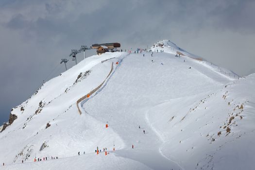 Ski slope in cold weather