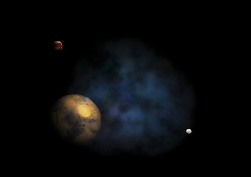 Far-out planets in a space against stars. "Elements of this image furnished by NASA".