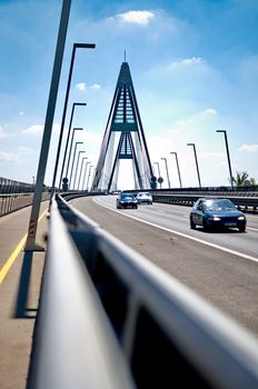 Traffic on modern bridge