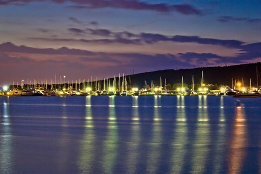 Dusk view of yacht club in Sukosan, Dalmatia, Croatia