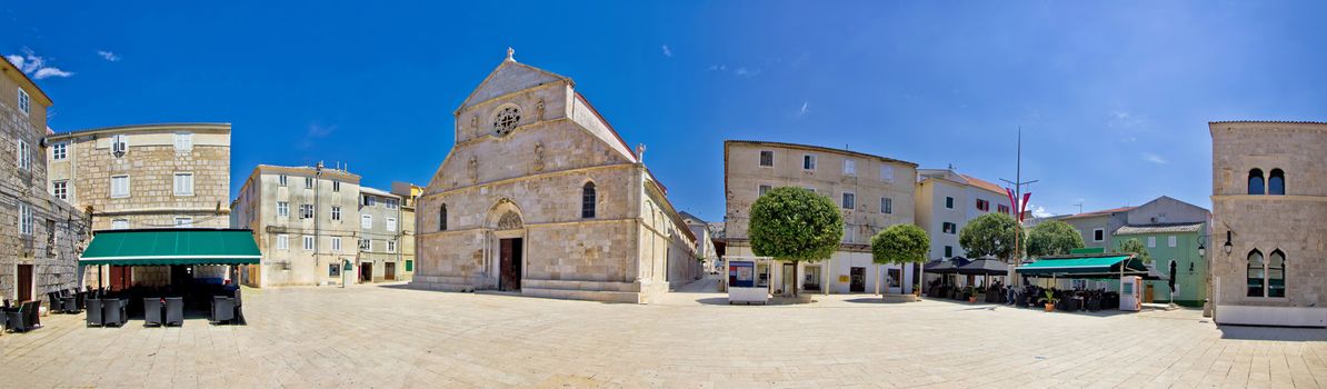 Adriatic town of Pag square panorama, Dalmatia, Croatia
