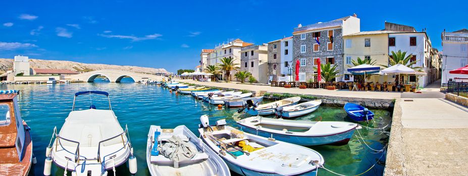 Island of Pag waterfront panorama, Dalmatian coast, Croatia