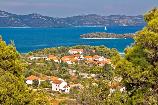 Croatian islands Iz and Ugljan view, Dalmatia, reion of Adriatic sea