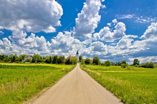 Road to countryside village of Bisag in Croatia