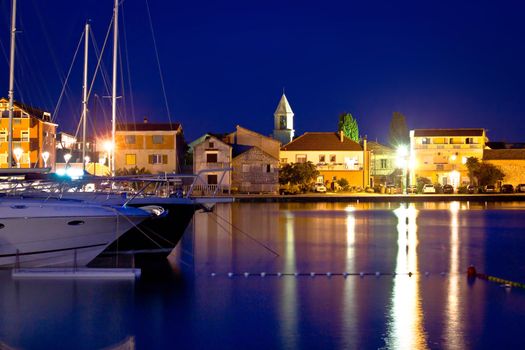 Adriatic town od Sukosan night waterfront view, Dalmatia, Croatia