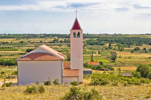 Ravni kotari church and landscape, Podgradina village, Dalmatia, Croatia