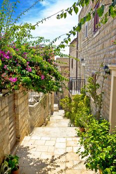 Narrow stone street in Hvar island, Dalmatia, Croatia