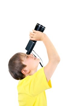 Kid with Monocle Isolated on the White Background