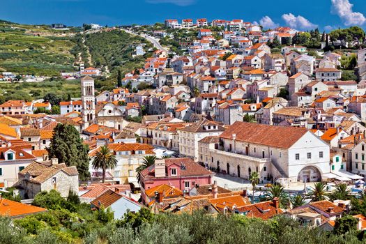 Town of Hvar famous Pjaca square view, Dalmatia, Croatia