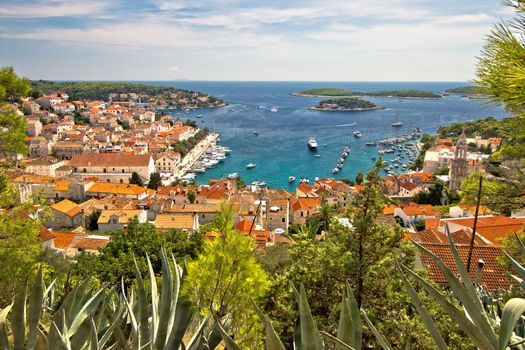 Island of Hvar scenic coast aerial view, Dalmatia, Croatia