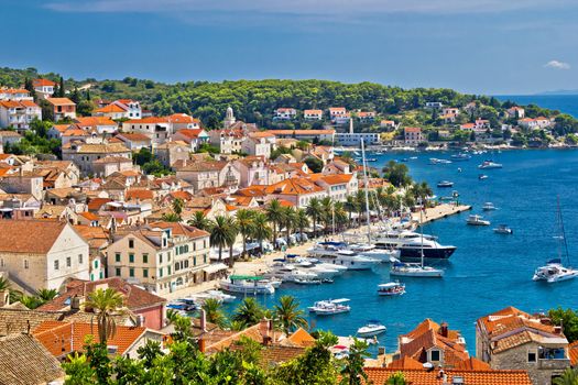 Yachting waterfront of Hvar island in Dalmatia, Croatia