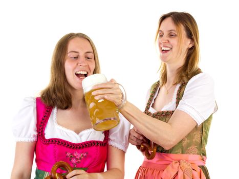 Tasting double beer at oktoberfest