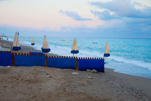 Empty beach under wonderful lights of sunset