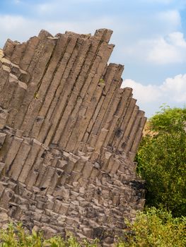 Detailed view of volcanic basalt columns - organ pipes
