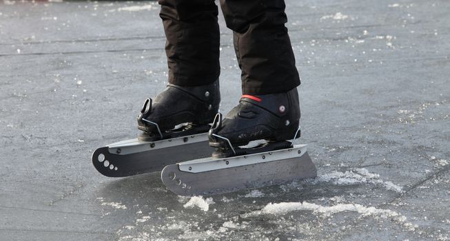 Huge blade skates for skating on ice