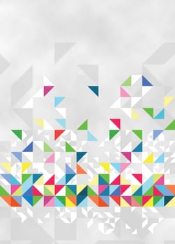 Light modern artwork with colored triangles on a gray background