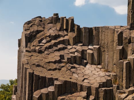 Detailed view of volcanic basalt columns - organ pipes
