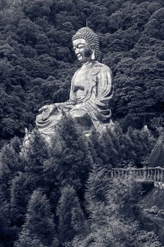 Giant copper buddha statue, shot at Jeng De temple, Puli town, Taiwan, Asia.