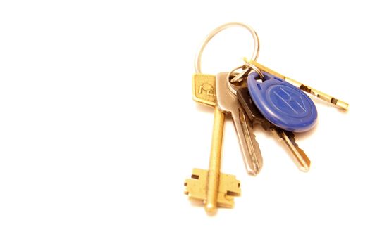 Bunch of keys isolated on the white background