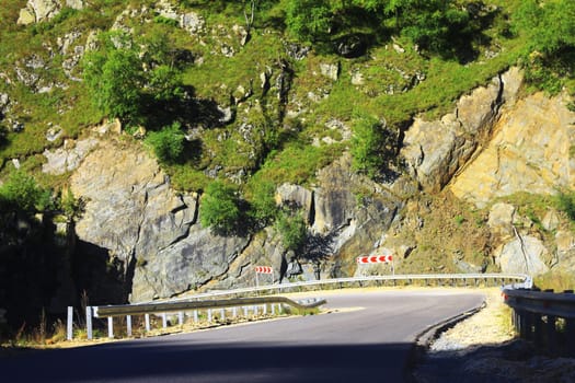 Mountain highway and landscape. North Caucasus travel.