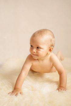 portrait of a happy caucasian adorable baby boy