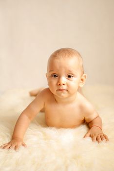 portrait of a happy caucasian adorable baby boy