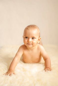 portrait of a happy caucasian adorable baby boy