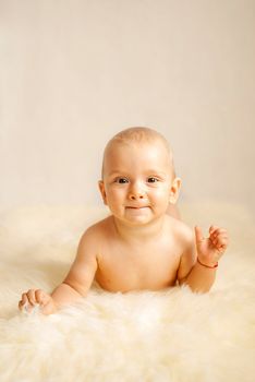portrait of a happy caucasian adorable baby boy