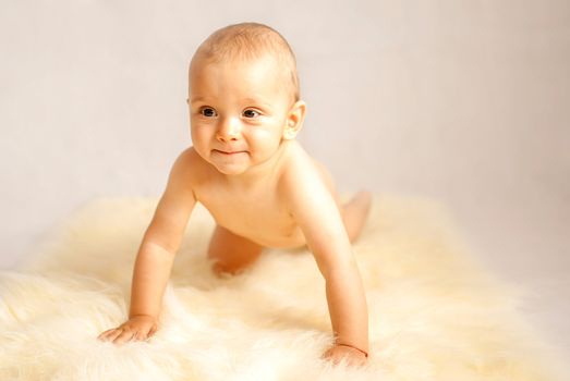 portrait of a happy caucasian adorable baby boy