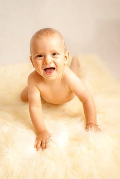 portrait of a happy caucasian adorable baby boy